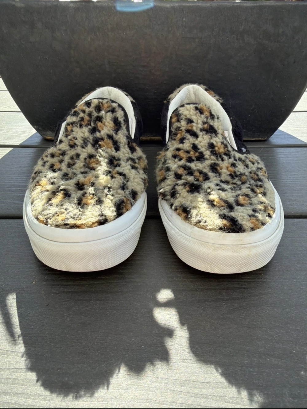 Vans Leopard Sherpa Slip On Shoes Mens 6 Womens 7.5 Animal Print 721454 Cozy - Picture 4 of 7